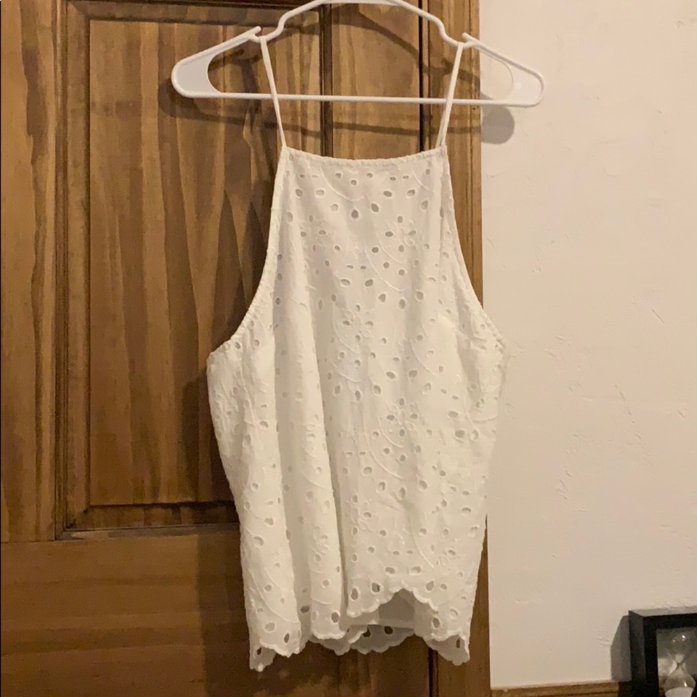Hollister white flower tank top size L